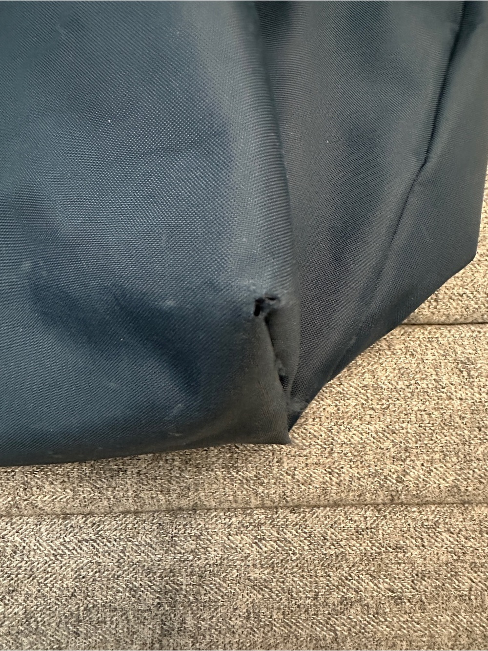 Longchamp Le Pliage Original Tote Bag in Dark Gray Grey. Brown leather handles. - Picture 6 of 10